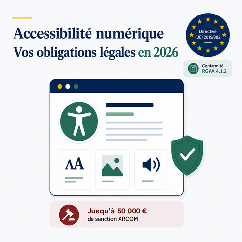 Obligations légales accessibilité numérique 2026 : RGAA, EAA et sanctions ARCOM en France