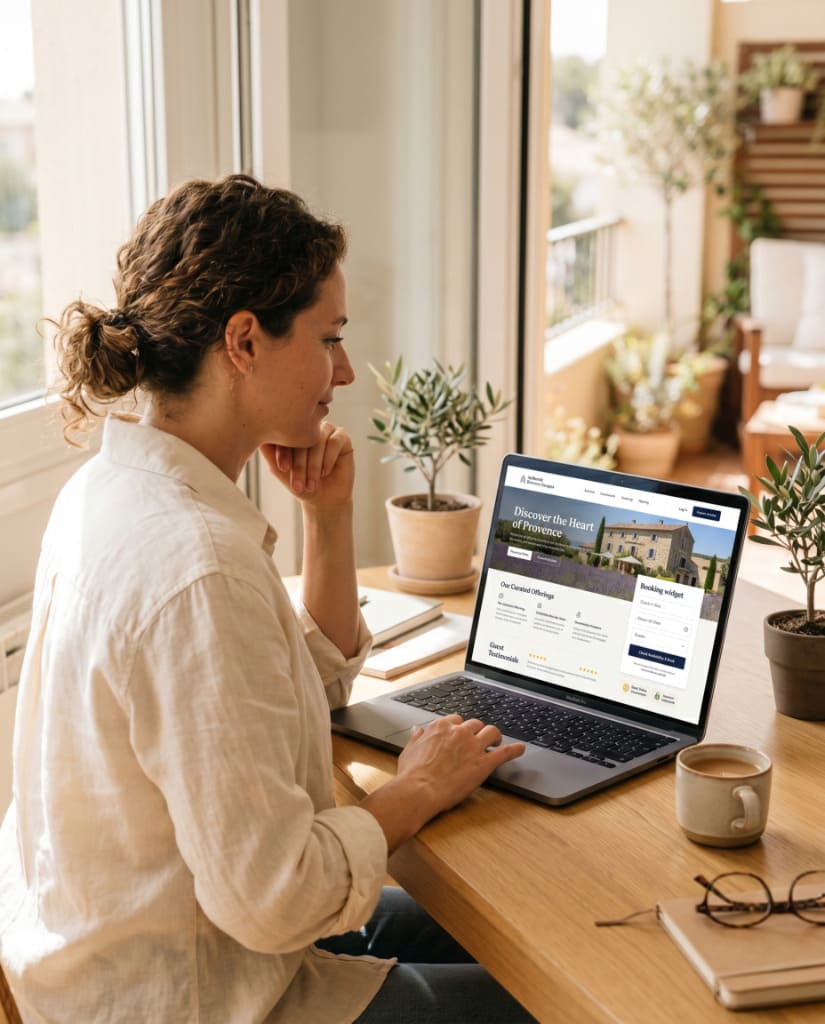 Interface de site internet touristique avec réservation et parcours utilisateur clair